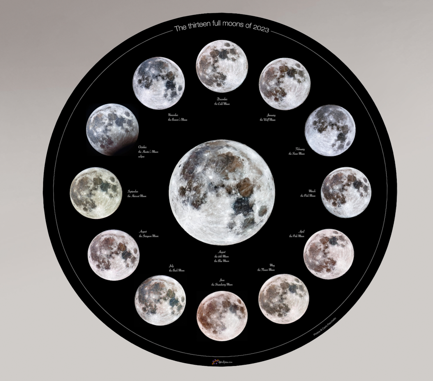 Il calendario delle lune piene ed. 2023 | Pannello fotografico