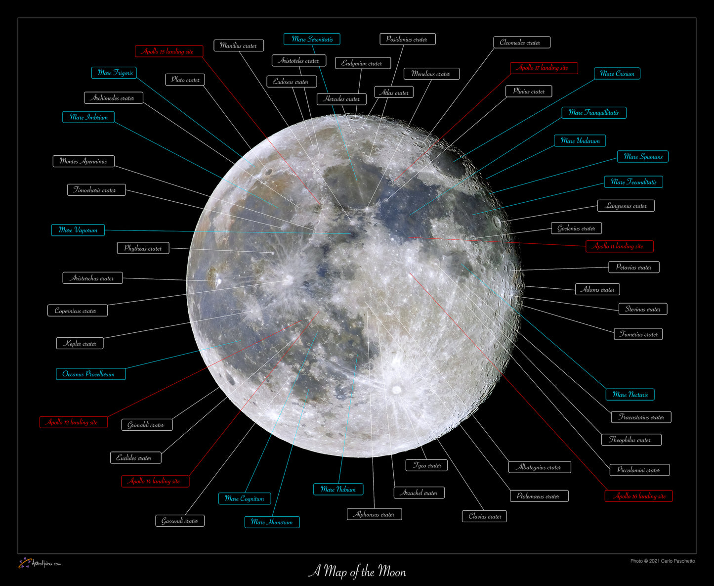 Map of the visible face of the Moon