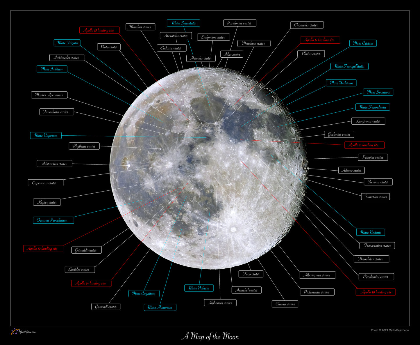 Mappa della faccia visibile della Luna