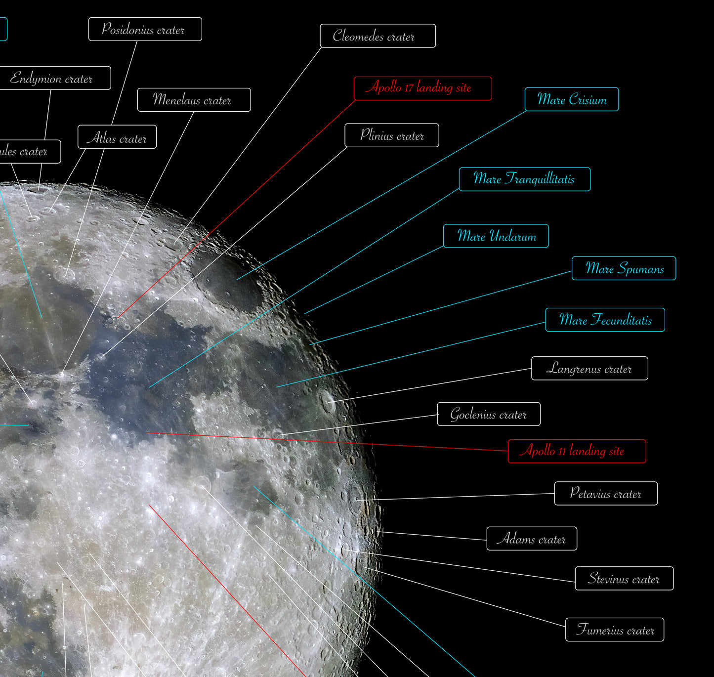 Map of the visible face of the Moon
