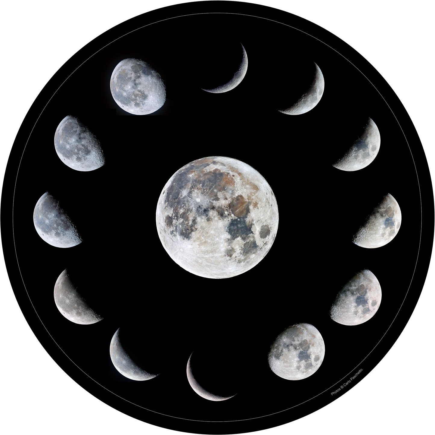 Moon phases circular panel